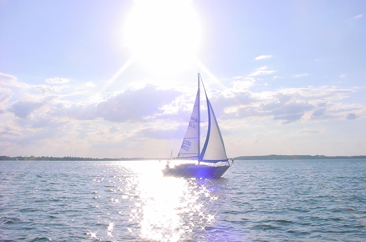 Sailing during evening at Cold Lake Alberta Canada.