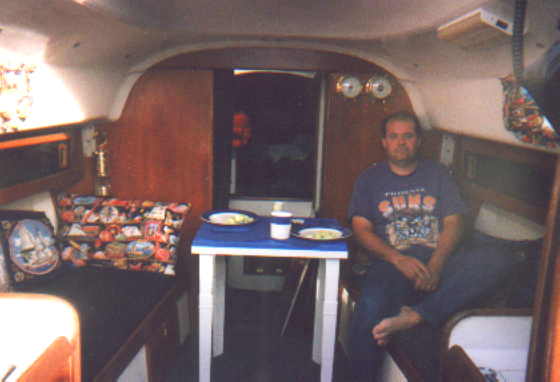 Inside our sailboat.