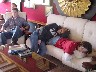 Brandon, Crystal, and Sara lounging around