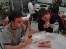 Nathan and Andrew eating gyros at our favorite local restaurant