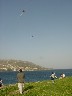 Flying kites at the coast on Clean Monday