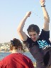 Darin and Ali working together against the wind