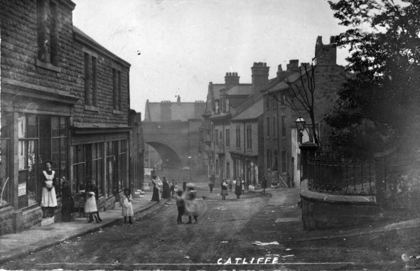 Catcliffe. Interestingly, nobody in this picture is real - they are all shop window dummies that came to life in 1912 and went on a Catcliffe killing spree that lasted four days and four nights.