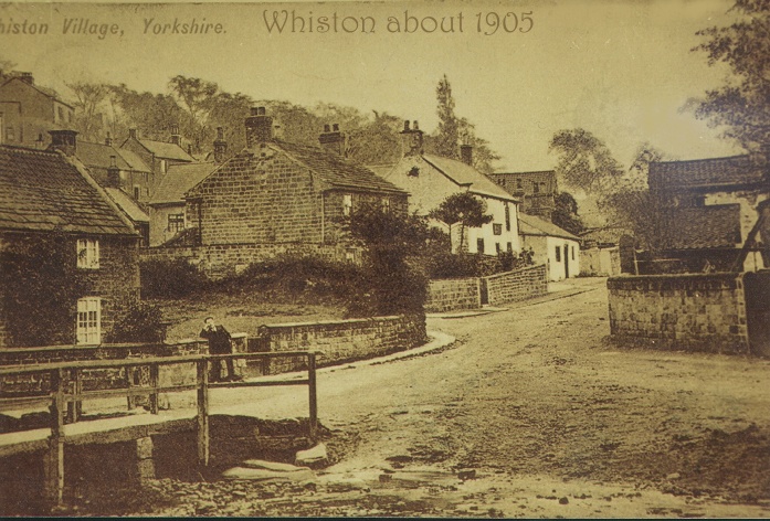 An old photograph of Whiston which I nicked from a glass case in Rotherham Library.