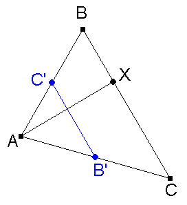 Fig.
1a: X is the reflection of A in B'C'