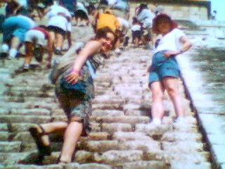 climbing mayan pyramid