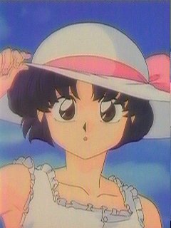 Akane standing there with hat