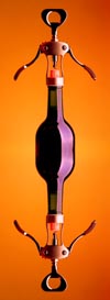 Corkscrew and wine bottle