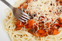 A bowl of spaghetti.
