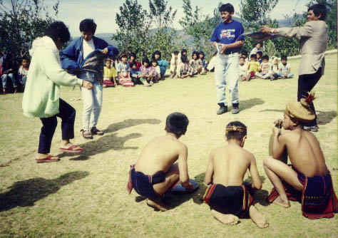 Participating in a tribal dance...