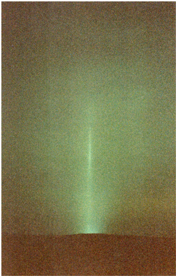 Sun pillar night