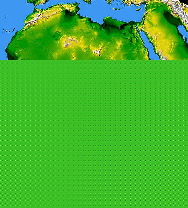 Full color elevation map of Africa.