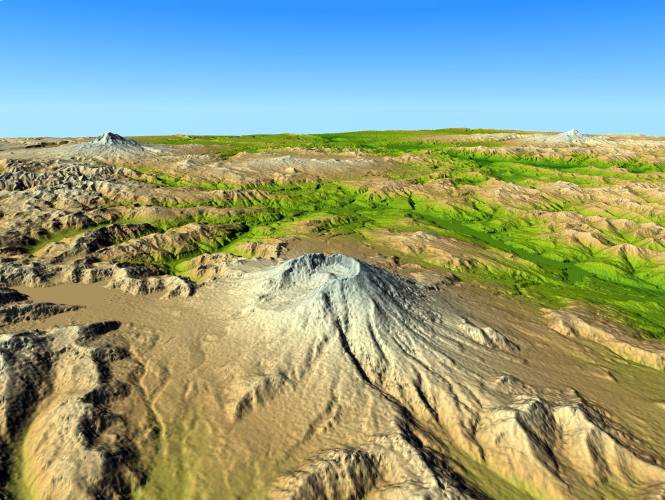 Full color perspective view of Mt. St. Helens.