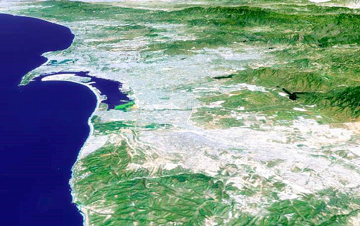 Full color perspective view of the city of San Diego.