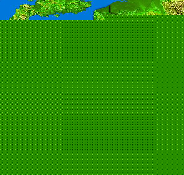 Full color elevation map of France with rivers and lakes.