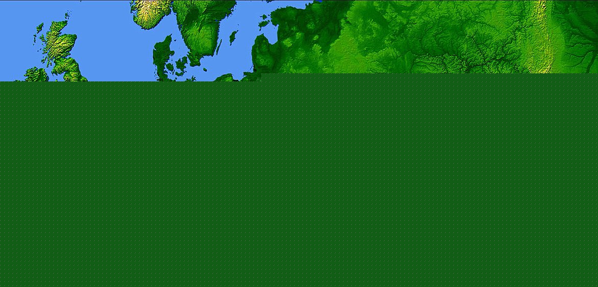 Full color elevation map of Europe.