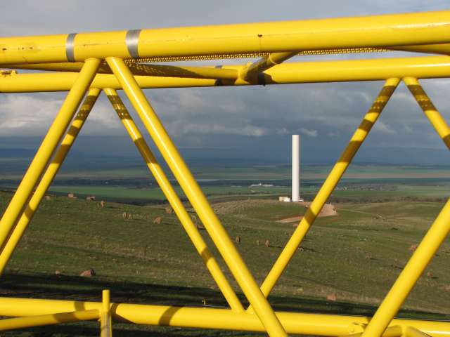 Crane in foreground
