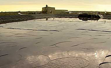 Solar pond at Pyramid Hill.  Photo courtesy ABC Landline.