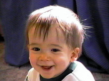 Devin in a good mood just after a nap