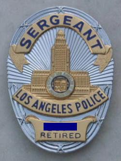 LAPD 3/4 size retired badge, made by Sun Badge Co, LA County. This is a flat wallet badge with clip back. Special thanks to my good buddy Andy Weisz for this rare piece