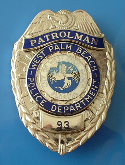 West Palm Beach current issue breast badge, nice seal in the centre showing a Marlin jumping out of the water