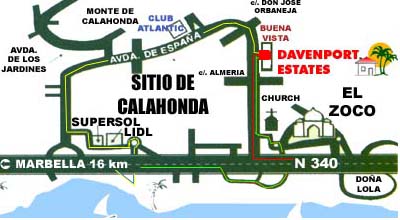 [Costa del Sol, Sitio de Calahonda, map of the main street Avenida de Espana]