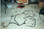 Engine wiring harness waiting to be installed