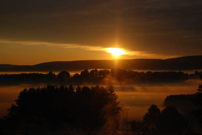 The fog rolls in like an ocean during an early morning sun rise in Canaan Valley, WV. 