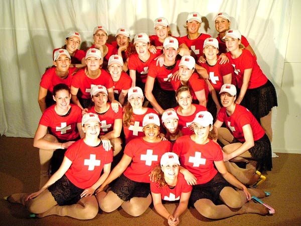 picture of swiss team with flag T-shirt