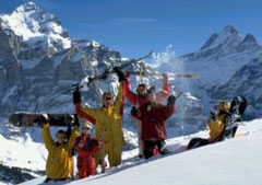 picture of swiss people on mountain side