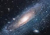 Andromeda with two satellite dwarf galaxies, Width and Height=488 by 675 Pixels, Size=83 kb
