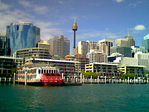 The view of the city from the ferry 