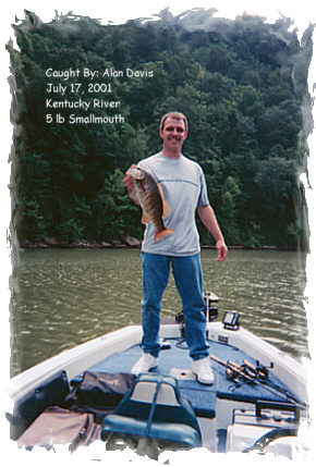I caught this Ky River smallmouth using a Spittin' Image top water lure at 11:30 am. The water temperature was about 80 degrees and we had overcast skies. 