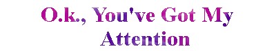 O.K., YOU'VE GOT MY ATTENTION