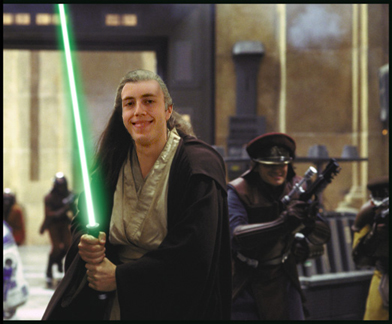 [Don't worry, the lightsaber is just for show]