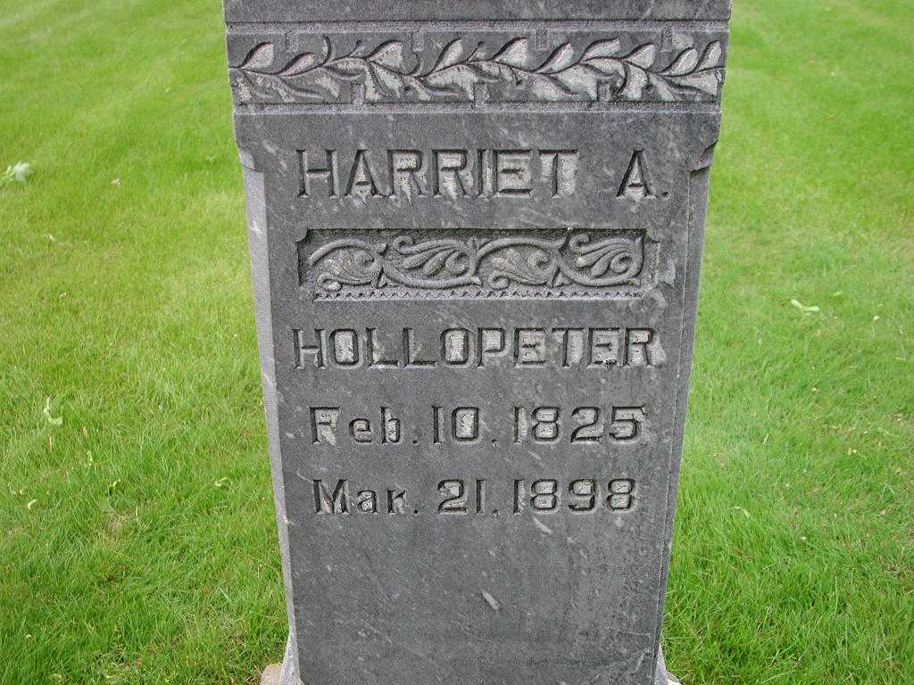 Close-up, Harriet A. (Ingle) Hollopeter�s headstone
