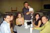 O Dindo com Tia Larissa, a Dinda, a tia Veridiane e o tio Cristiano posando comigo e papai.