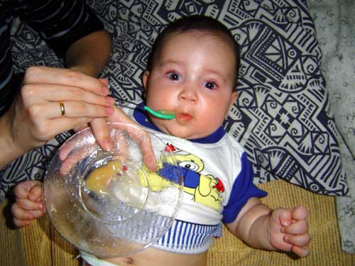 Minha primeira papinha! Humm!