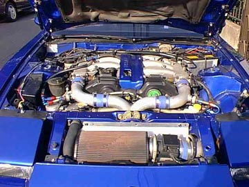 Twin turbo motor in this blue beauty!!