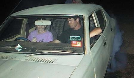 I guess she likes what the car is doing.... but whos driving?
