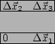 \begin{picture}(50,60)(0,-10)
\put(0,0){\framebox(50,10){}}
\put(0,30){\framebox...
...1$}
\put(2,32){$\Delta \vec{x}_2$}
\put(30,32){$\Delta \vec{x}_3$}
\end{picture}