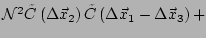 $ \mathcal{N}^2 \tilde{C}\left(\Delta \vec{x}_2\right)
\tilde{C}\left(\Delta \vec{x}_1-\Delta \vec{x}_3\right)+$