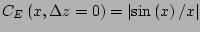 $ C_E\left(x,\Delta z=0\right)=\left\vert\sin\left(x\right)/x\right\vert$