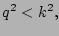 $\displaystyle q^2 < k^2,$