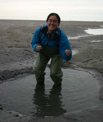 Debbie in a puddle