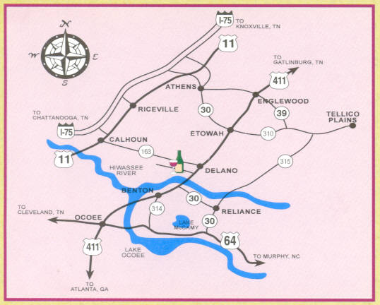 Map to Savannah Oaks Winery and Gift Shop