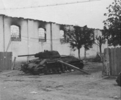 Captured Russian T-34 use by Germans-destroyed