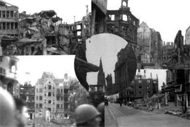 Collage of Cologne, Germany wreckage