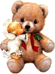 angel baby and teddy bear