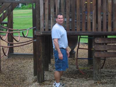 Playing with the kids at the park.